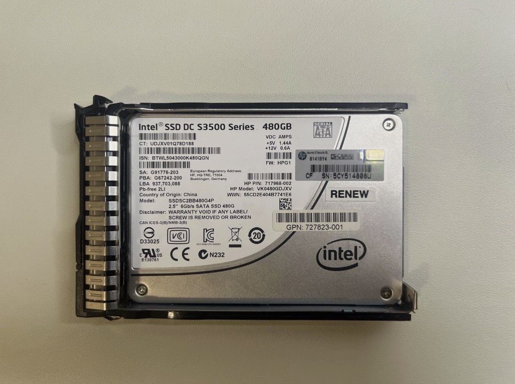 HPE 480GB SSD SATA 6G 2.5" HDD // 717968-002 / SSDSC2BB480G4P (Used) // สินค้ารับประกัน โดย บริษัท อะไหล่เซิร์ฟเวอร์ จำกัด