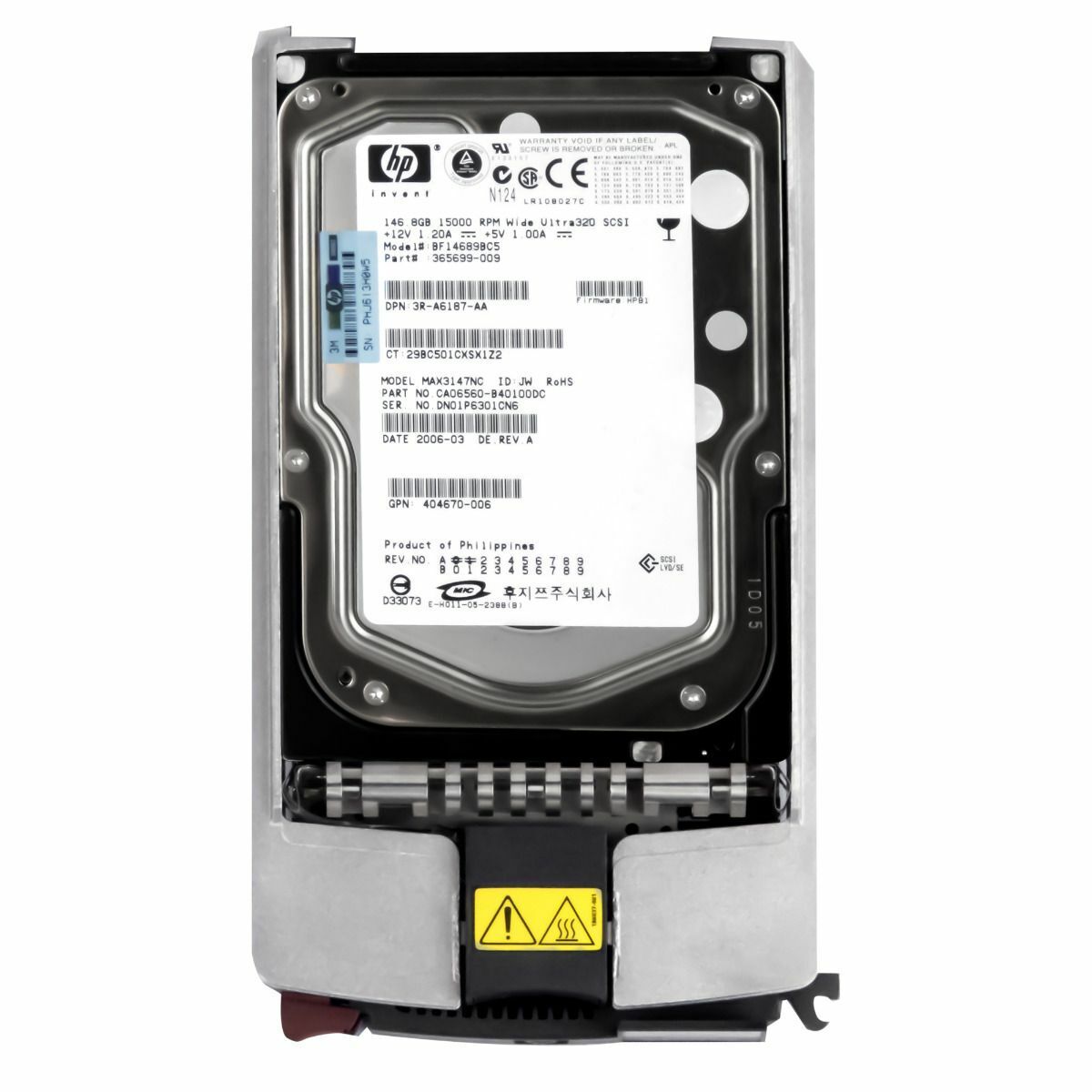 HP 146GB 15K 8MB SCSI U320 80-PIN 3.5'' Hard Disk // BF14689BC5 / HDD 365699-009 / GPN 404670-006 / Tray 404712-001 (Used) // สินค้ารับประกัน โดย บริษัท อะไหล่เซิร์ฟเวอร์ จำกัด
