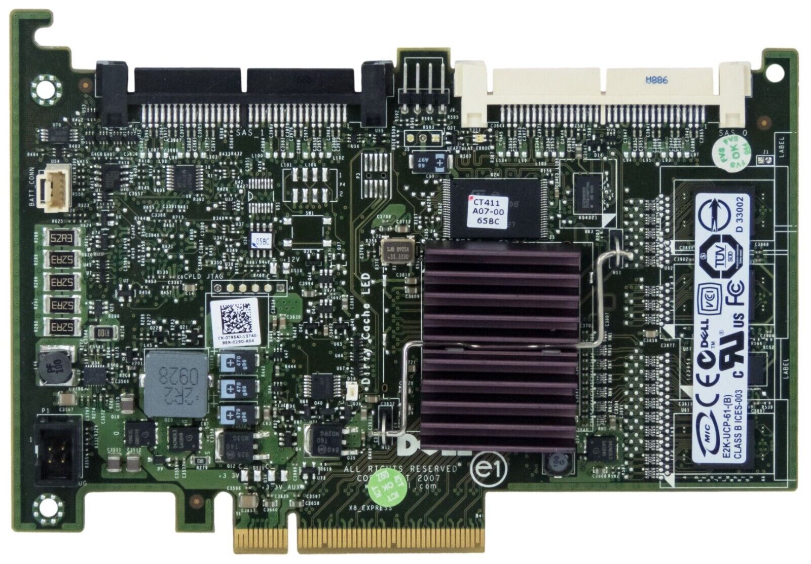 Dell PowerEdge 6i SAS/SATA RAID Controller Card PCI-express R610 R710 // 0T954J (Used) // สินค้ารับประกัน โดย บริษัท อะไหล่เซิร์ฟเวอร์ จำกัด