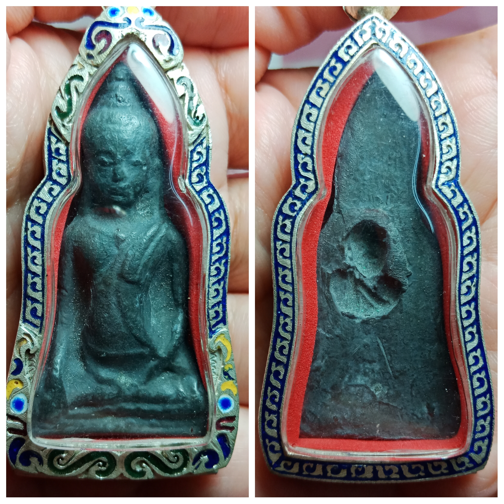 พระหูยาน หลวงพ่อชำนาญ วัดบางกุฏีทอง เนื้อชินผสมชนวนพระกรุเก่า