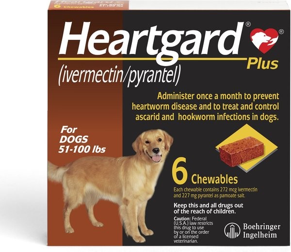 Heartgard Plus ยากินชนิดเคี้ยวสำหรับป้องกันโรคพยาธิหนอนหัวใจ รักษาและควบคุมพยาธิลำไส้ใ สุนัข น้ำหนัก 23.1-45 กก.(51-100 ปอนด์) Exp 11/2027
