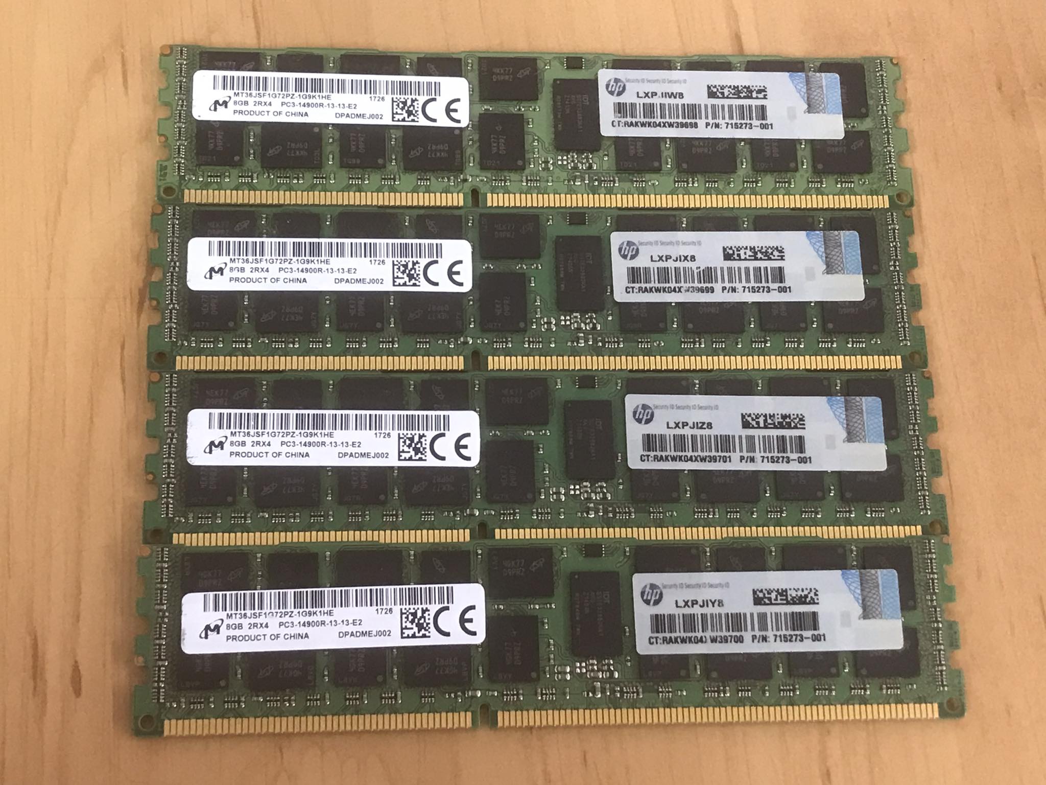 HP 8GB 2Rx4 PC3-14900R-13 Memory DIMM zy RAM // 715273-001 / MT36JSF1G72PZ-1G9K1HE (Used) // สินค้ารับประกัน โดย บริษัท อะไหล่เซิร์ฟเวอร์ จำกัด
