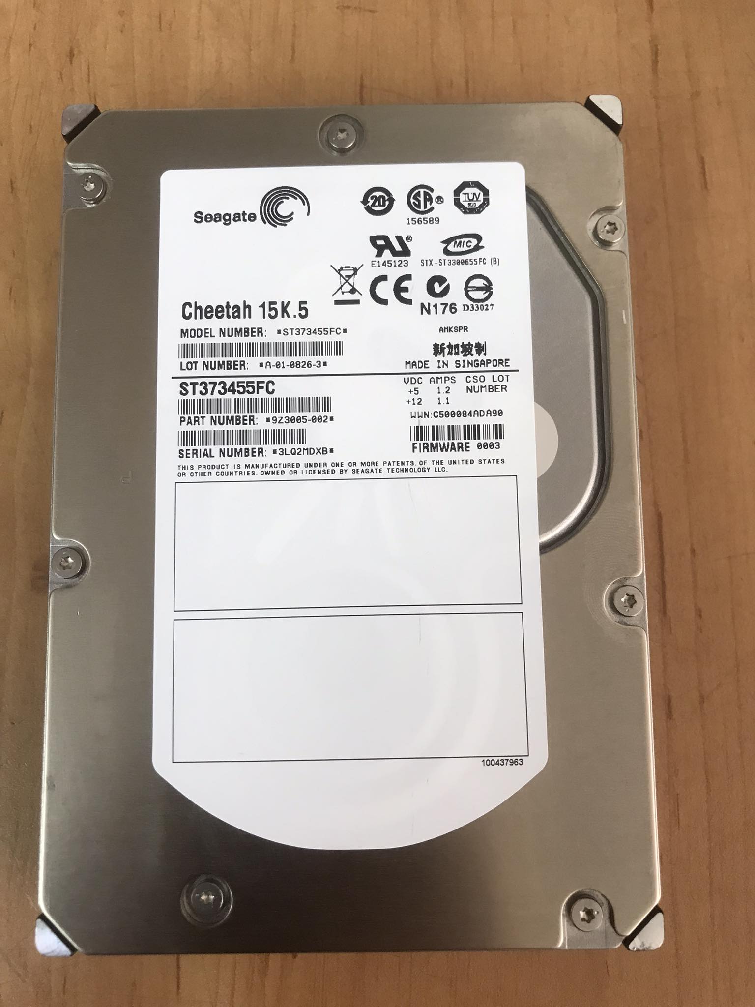 Seagate Cheetah 15K.5 73GB 15KRPM 3.5" FW 0003 FC fiber Hard Drive // ST373455FC / 9Z3005-002 (Used) // สินค้ารับประกัน โดย บริษัท อะไหล่เซิร์ฟเวอร์ จำกัด