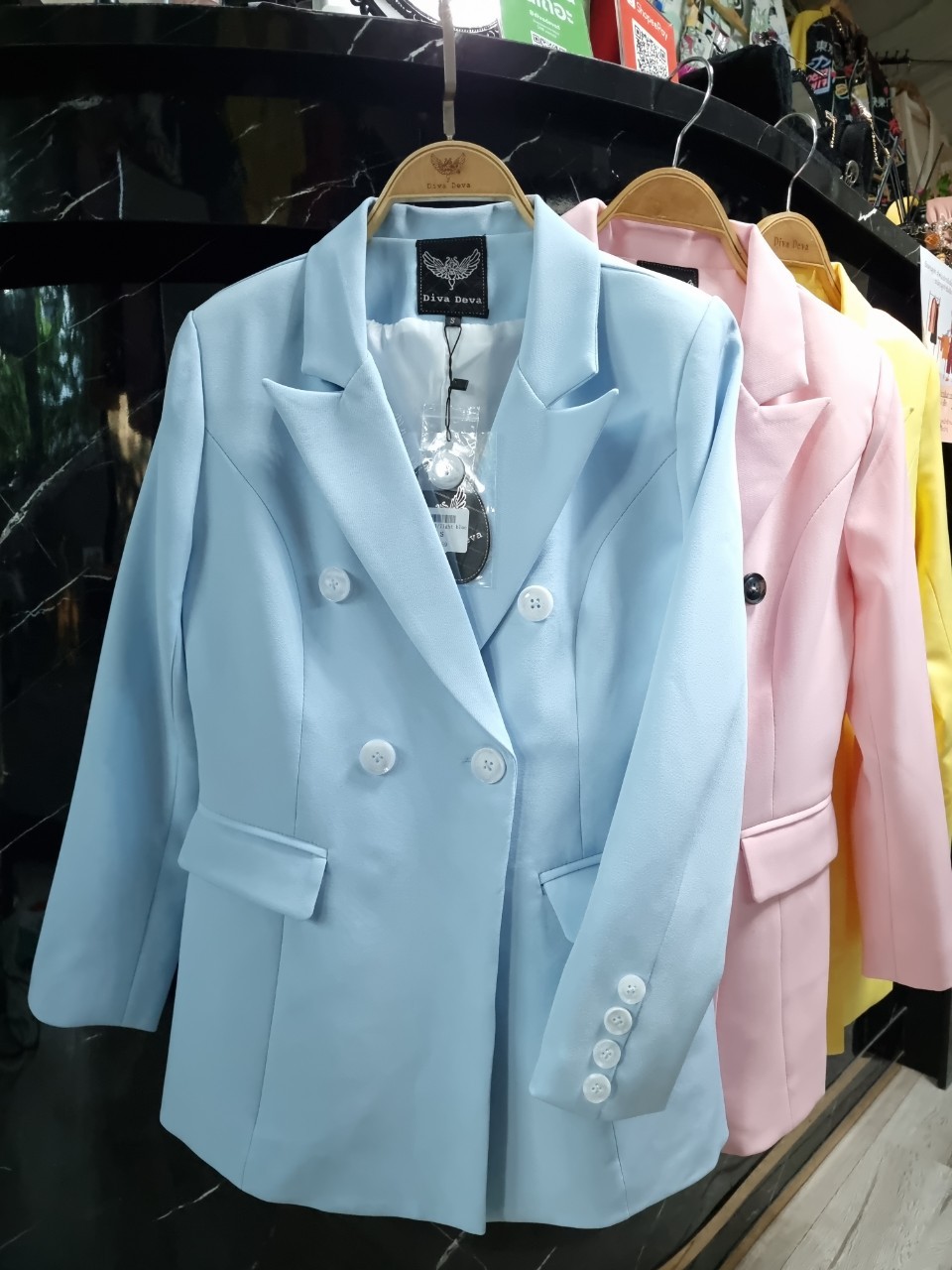No.2259 เสื้อสูทตัวยาวChicพาสเทล 4B (ไม่รวมกางเกง)
