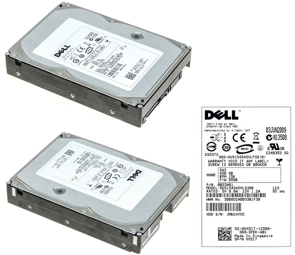 Dell 450GB 15K 3.5" SAS 3Gbp/s Hard Drive With Dell Caddy // XX517 / 0XX517 / HUS154545VLS300 (Used) // สินค้ารับประกัน โดย บริษัท อะไหล่เซิร์ฟเวอร์ จำกัด