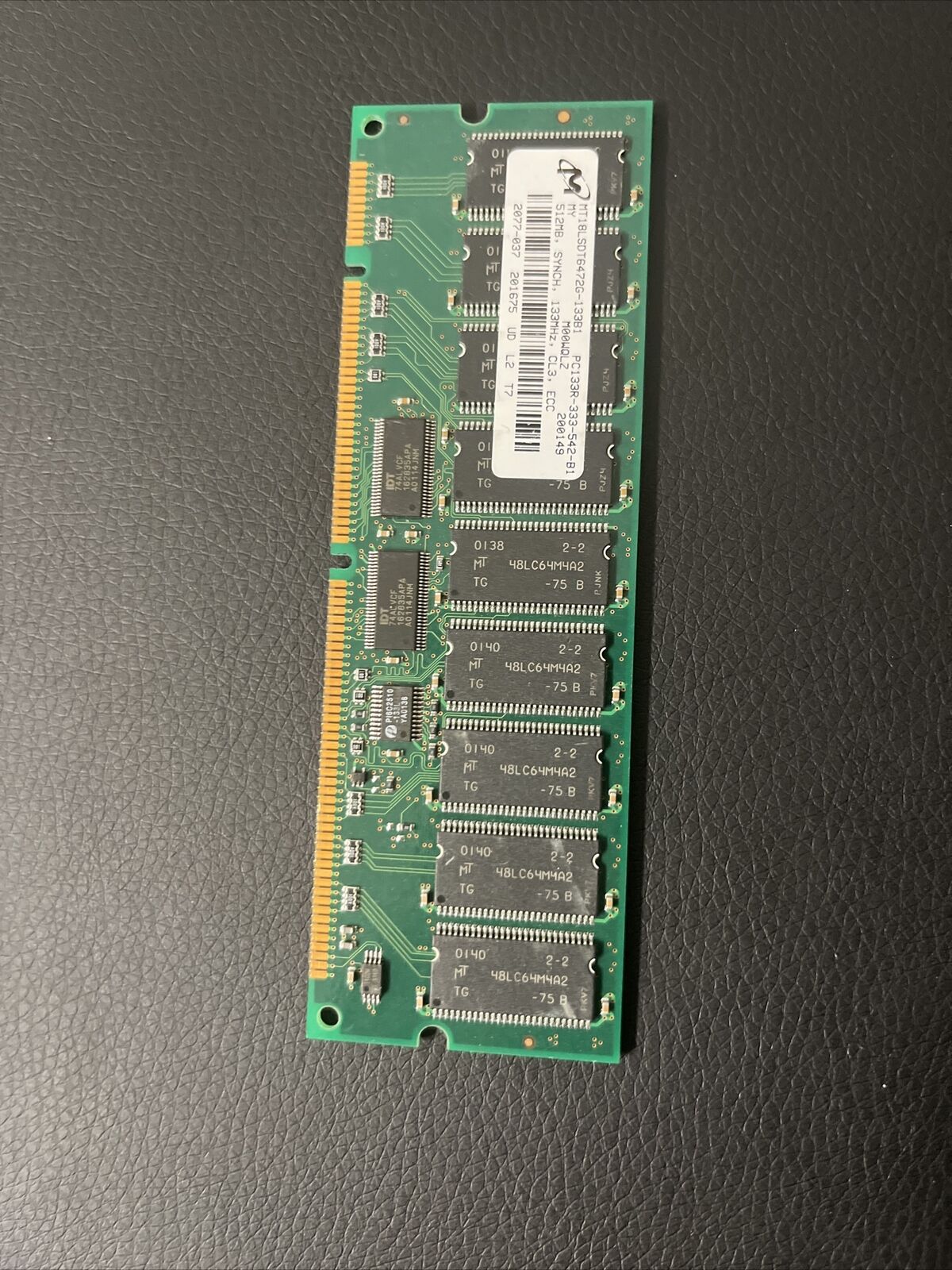 Micron 512MB SDRAM PC133 CL3 64X4 / MT18LSDT6472G-133B1 // (USED) สินค้ารับประกัน โดย บริษัท อะไหล่เซิร์ฟเวอร์ จำกัด