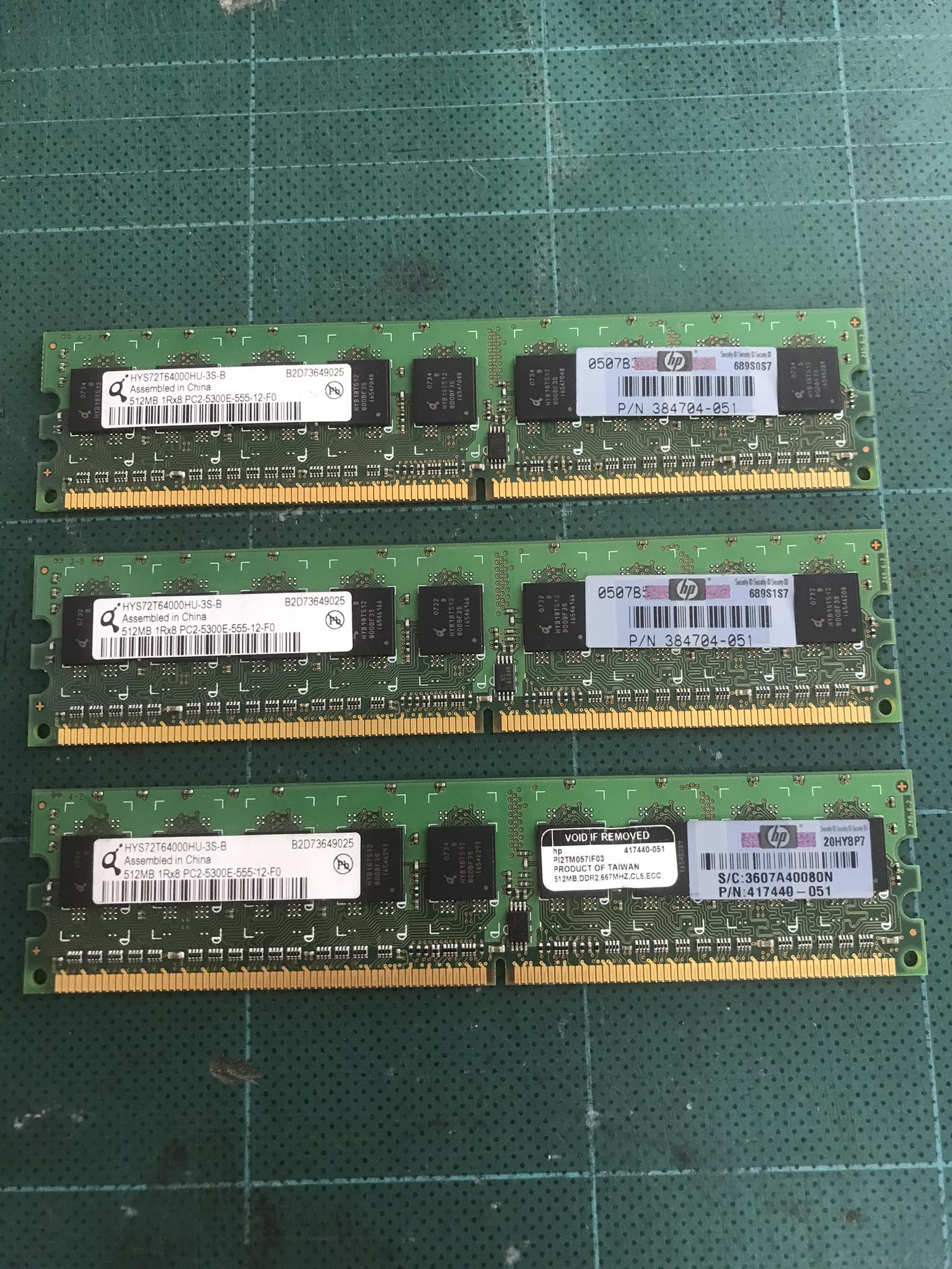 HP / Qimonda 512MB PC2-5300E-555-12-F0 Ram / 417449-501 / 384704-051 / HYS72T64000HU-3S-B (Used) // สินค้ารับประกัน โดย บริษัท อะไหล่เซิร์ฟเวอร์ จำกัด