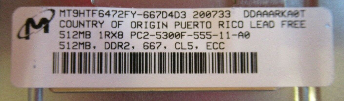 HP 512MB 1Rx8 PC25300 DDR2 ECC CL5 240P Ram / 398705-051 / 416470-001 (Used) // สินค้ารับประกัน โดย บริษัท อะไหล่เซิร์ฟเวอร์ จำกัด