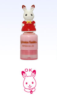 [SOLD OUT] โมเดลกระต่ายซิลวาเนียนฐานปั๊ม "OK" (JP) Sylvanian Families Mini Stamp