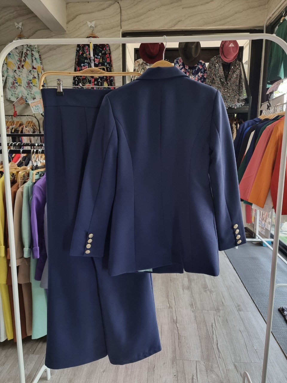 เสื้อสูทตัวยาวCosmo Blazer สีขาว/ดำ/กรม #2111 (ไม่รวมกางเกง)