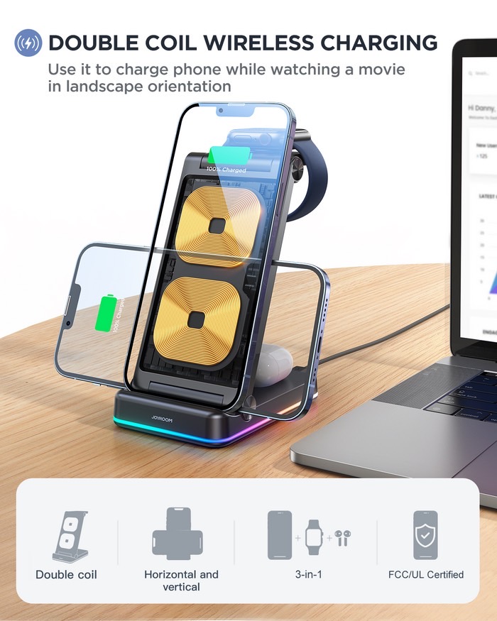 JR-WQN01 3-IN-1 FOLDABLE WIRELESS CHARGING STATION