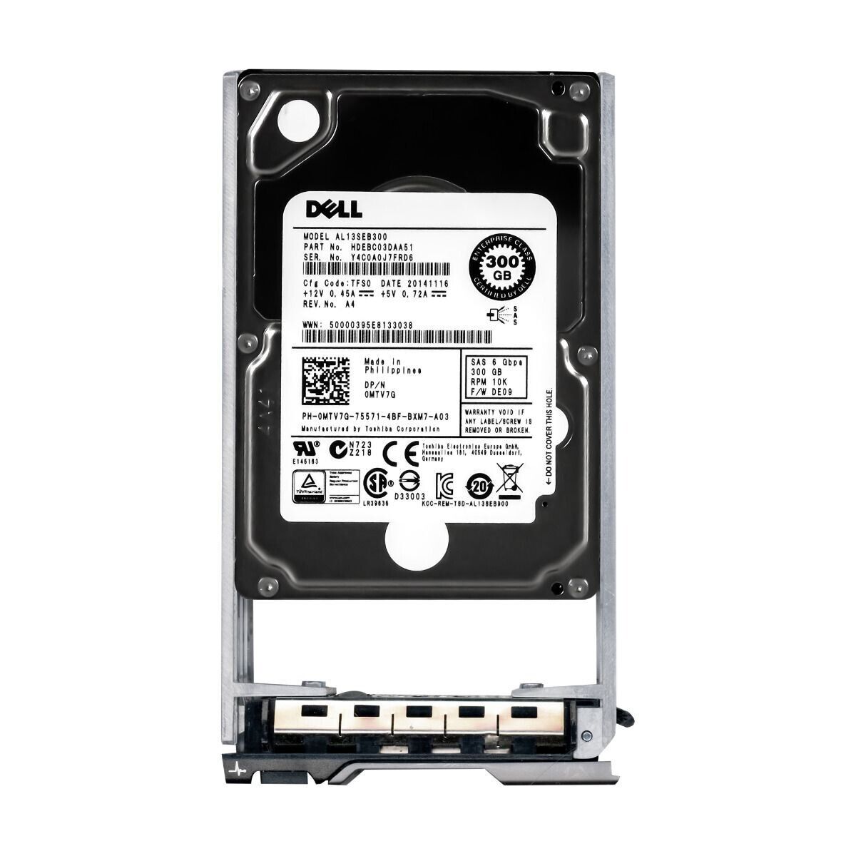 Dell 300GB 10K 6G SAS 2.5" HDD Hard Drive // 0MTV7G / AL13SEB300 (Used) // สินค้ารับประกัน โดย บริษัท อะไหล่เซิร์ฟเวอร์ จำกัด