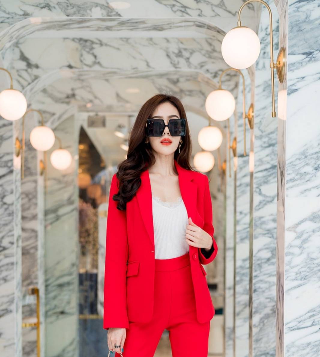 เสื้อสูทผู้หญิงสีชมพูม่วง/แดงสด#1904