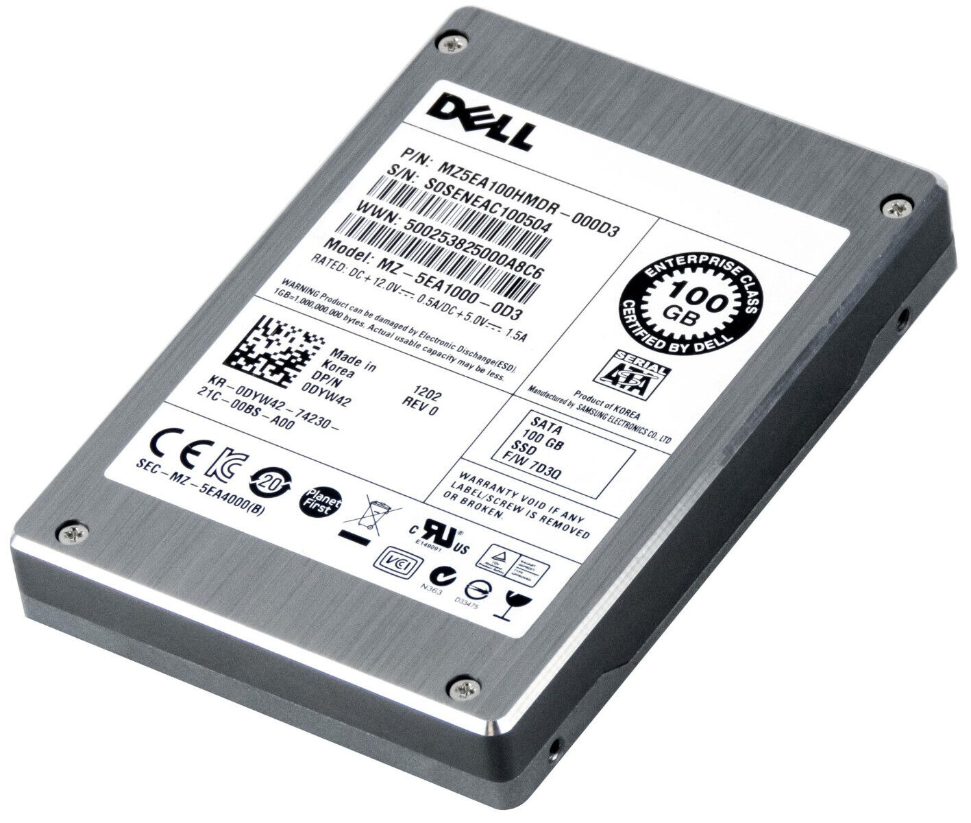 Dell 100GB SSD SATA 2.5'' 3G // 0DYW42 / MZ5EA100HMDR-000D3 (Used) // สินค้ารับประกัน โดย บริษัท อะไหล่เซิร์ฟเวอร์ จำกัด