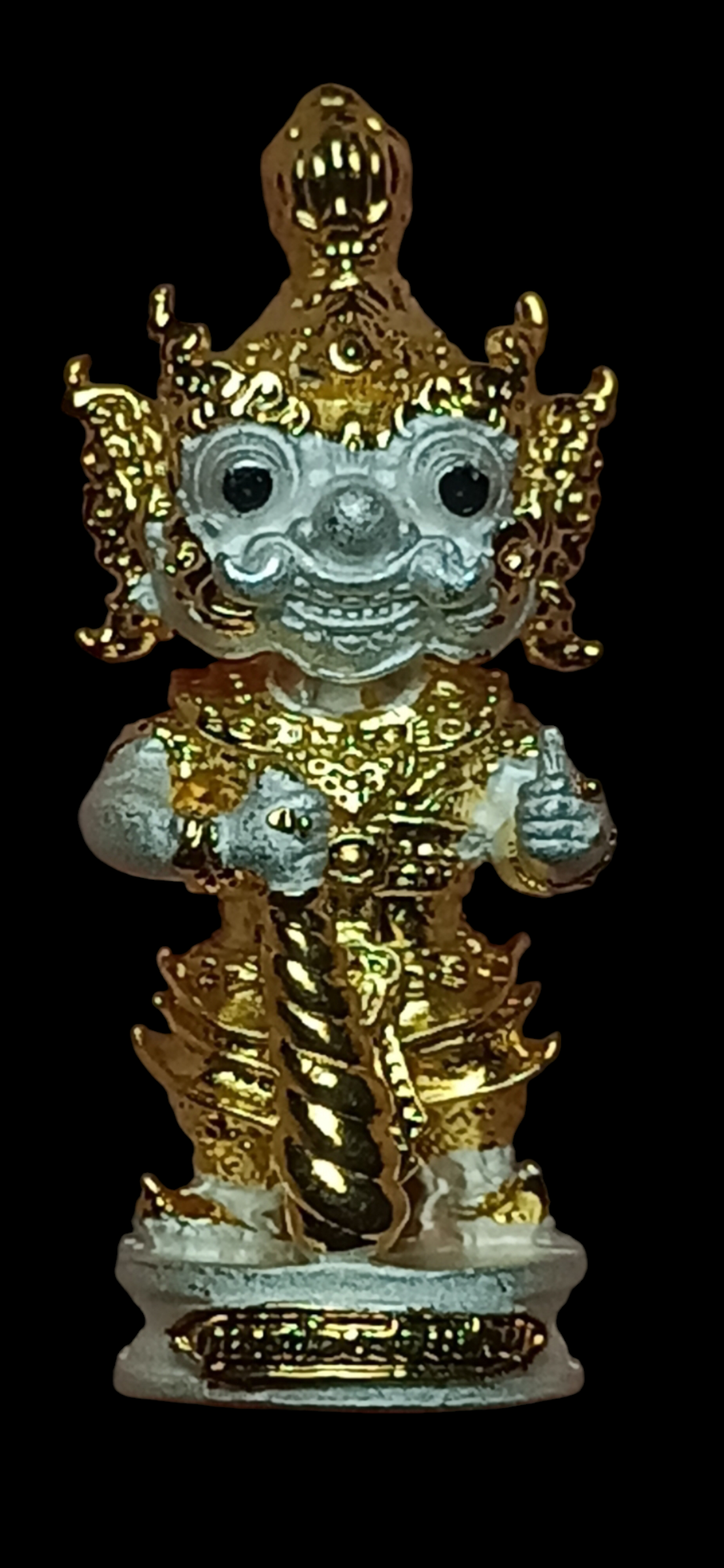 กุเวรน้อยร้อยล้าน เทอม 2 สูง 2.5 ซม. เนื้อสัมฤทธิ์ชุบ 2 K อาจารย์ไกรเดช คุ้มปู่เวสมหามนต์ 2562 Kuwen Noi Roi Lan 2562