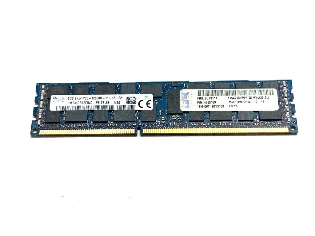 IBM 8GB 2Rx4 PC3-12800R 1600MHz DDR3 ECC Server Ram // 90Y3111 / HMT31GR7EFR4C-PB (Used) // สินค้ารับประกัน โดย บริษัท อะไหล่เซิร์ฟเวอร์ จำกัด