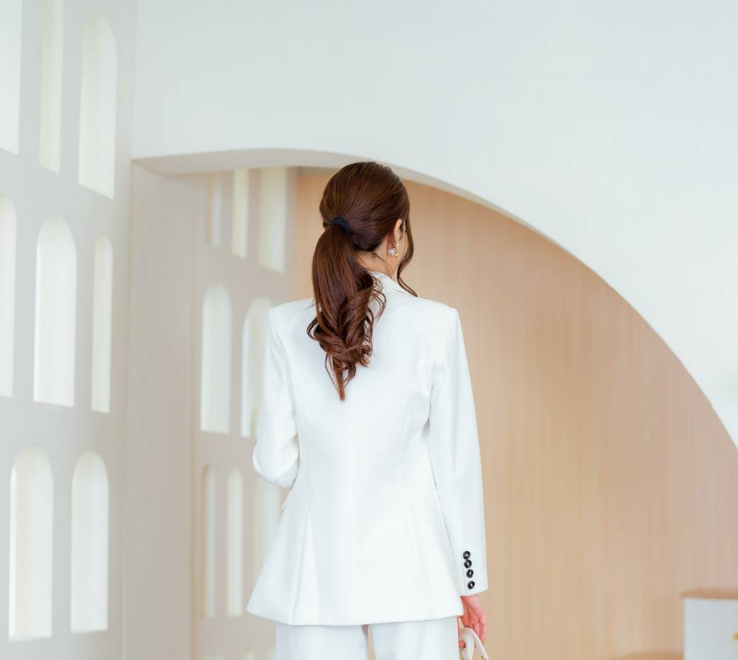 เสื้อสูทตัวยาว ขาว ดำ กรม #2259
