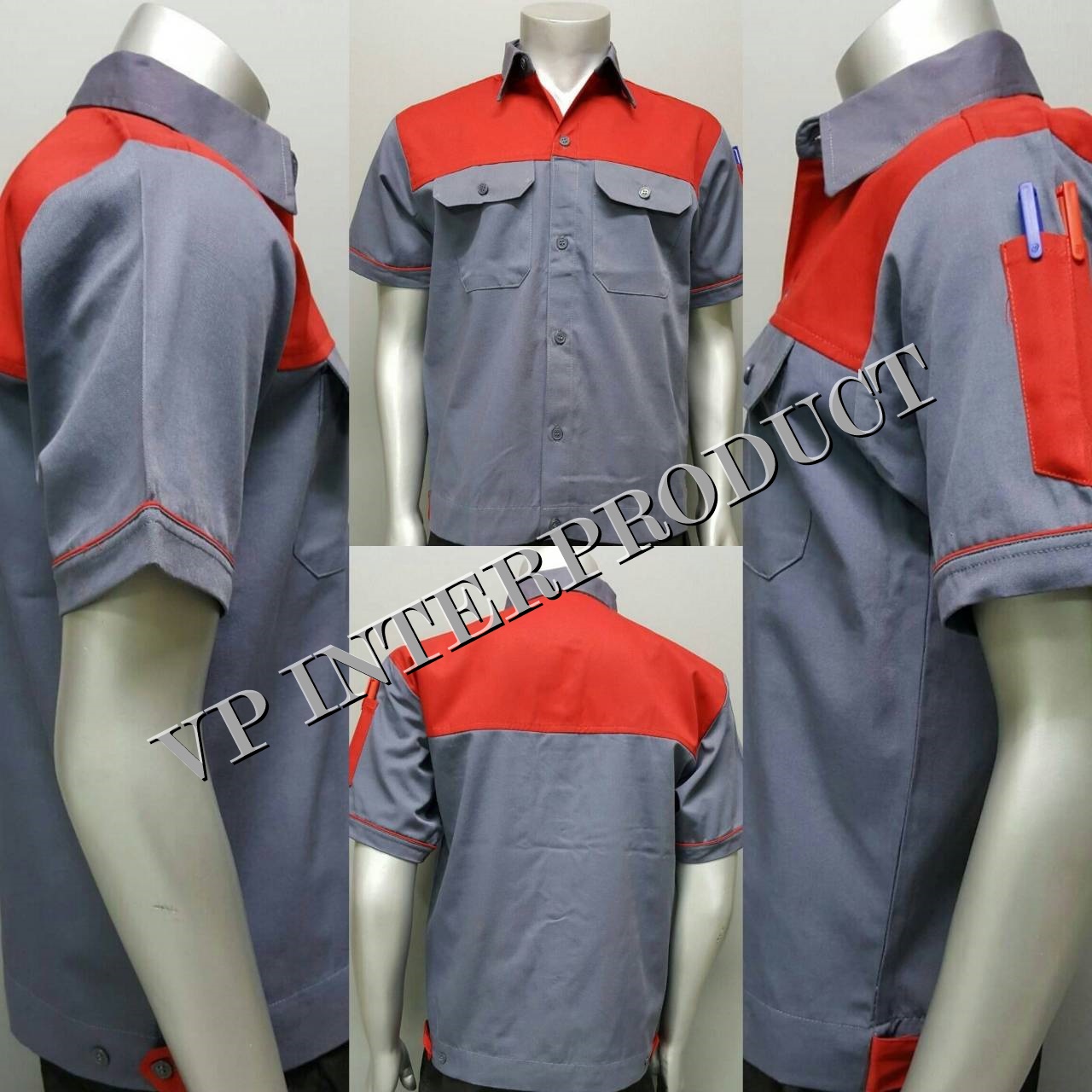 เสื้อช่าง 2 สี เเขนสั้น ผ้าคอมทวิว ไซร์ M-XXL มีสต็อก สินค้าจากโรงงานมาเอง