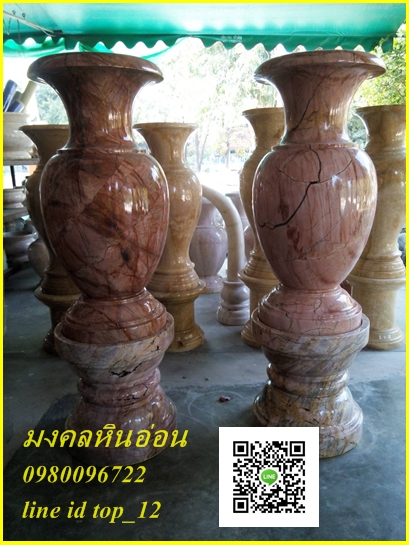แจกันหินอ่อนขนาด 60 เซนติเมตรพร้อมฐานขนาด30 เซนติเมตร