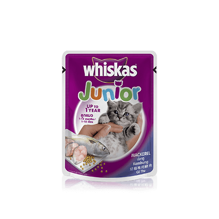 Whiskas Junior pouch mackerel วิสกัสแบบซอง ลูกแมว รสปลาทู 85 กรัม
