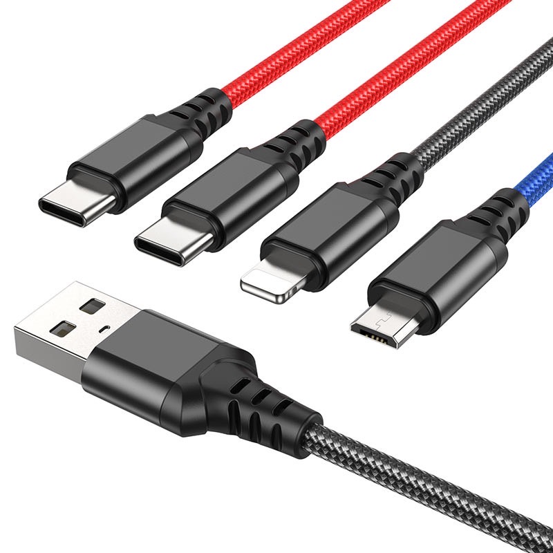 X76 4-IN-1 SUPER CHARGING CABLE (TYPE-C+TYPE-C+iP+MICRO)
