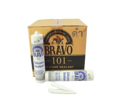 กาวซิลิโคน BRAVO กันน้ำ ทนความร้อน กันรุ่น 101 สีขาว/สีใส/สีดำ (ุ1 หลอด)