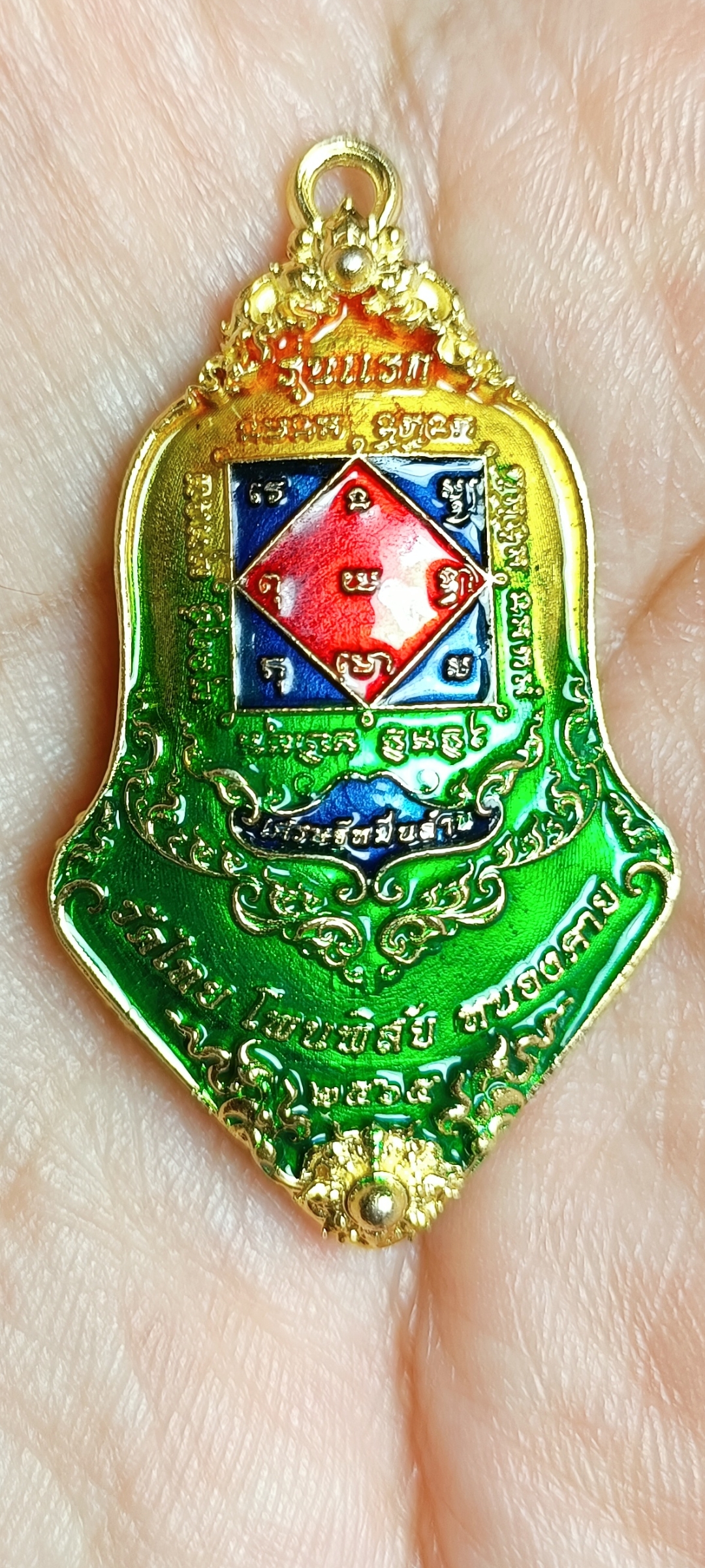 #ท้าวเวสสุวรรณนาคาบดี เศรษฐีหมื่นล้าน วัดไทย จ.หนองคาย เนื้อสัมฤทธิ์ชุบทองลงยาสีเขียวทูโทน