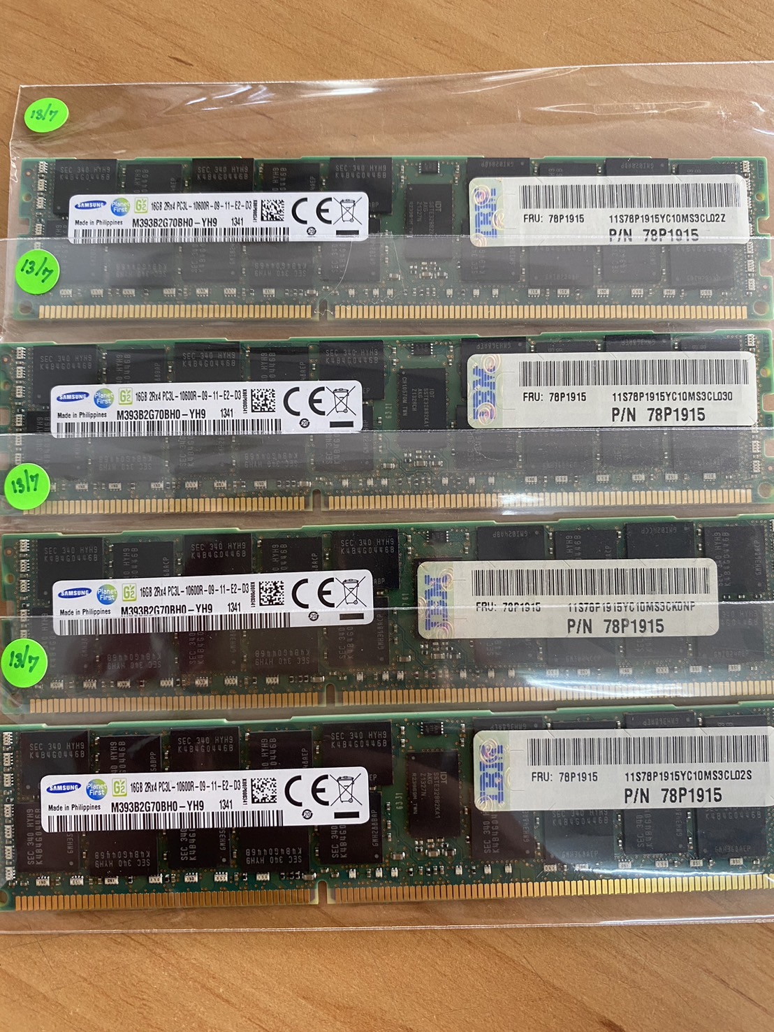 IBM 16GB 2Rx4 PC3L-10600R 1.35V Server Memory // 78P1915 / M393B2G70BH0-YH9 (Used) // สินค้ารับประกัน โดย บริษัท อะไหล่เซิร์ฟเวอร์ จำกัด