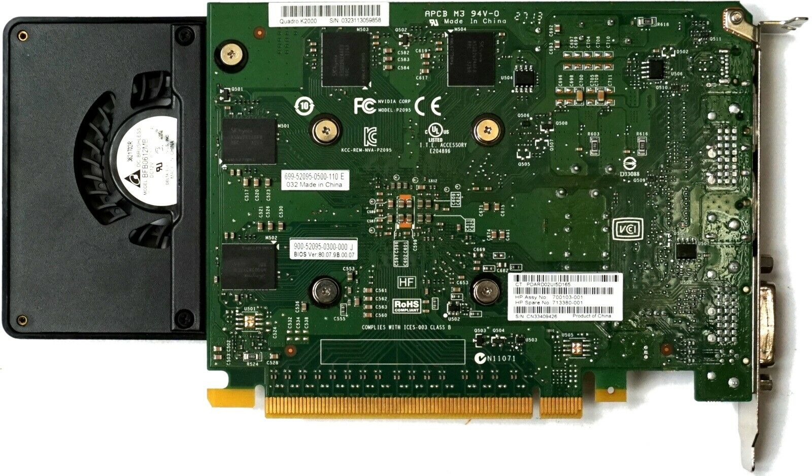 K2000 HP NVIDIA Quadro K2000 Video Card 2GB GDDR5 2 DP DVI / 700103-001 / 713380-001 // (USED) สินค้ารับประกัน โดย บริษัท อะไหล่เซิร์ฟเวอร์ จำกัด