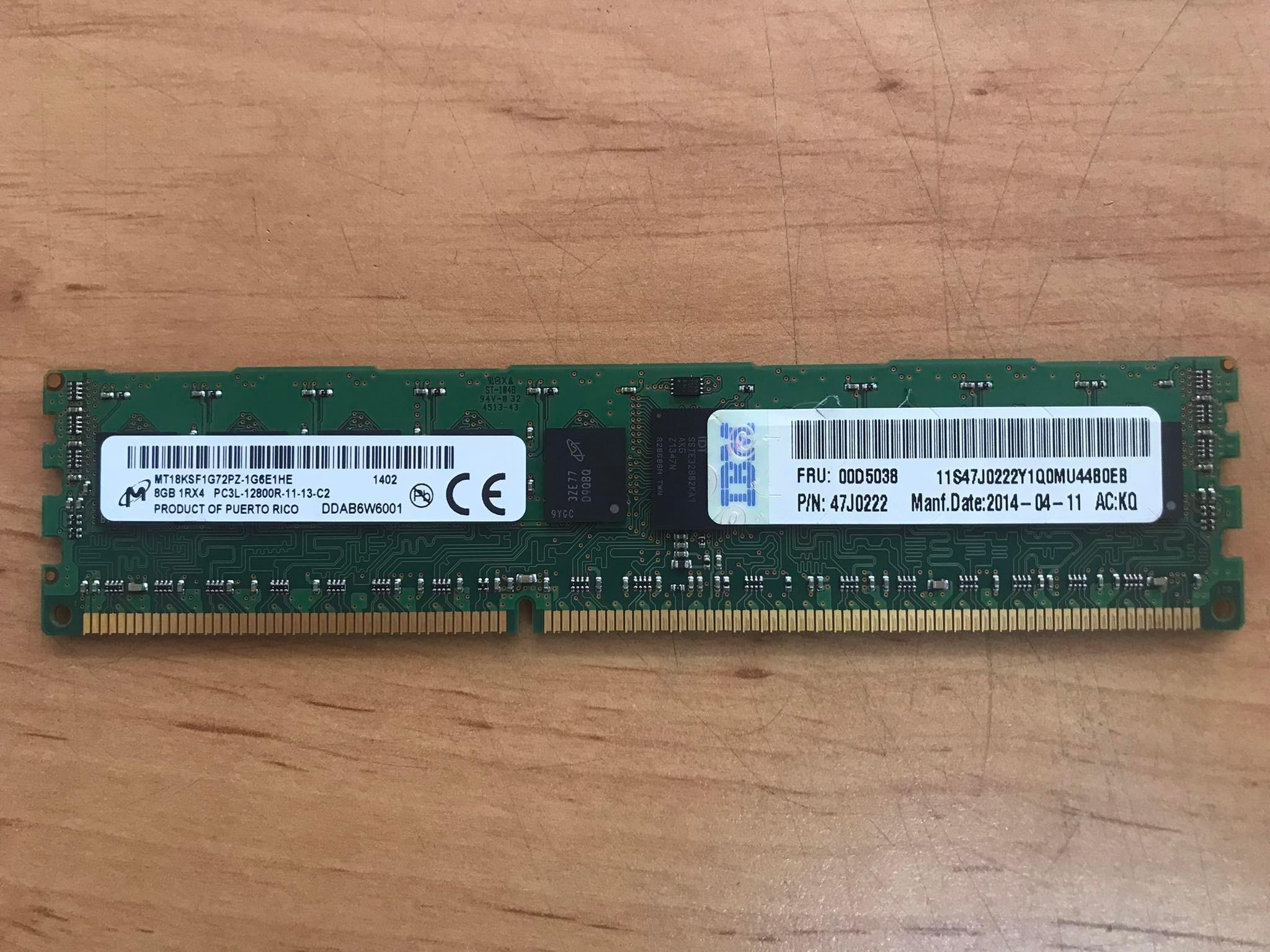 IBM 8GB 1Rx4 PC3L-12800R DDR3-1600MHz ECC Memory Module / 00D5038 / 47J0222 (Used) // สินค้ารับประกัน โดย บริษัท อะไหล่เซิร์ฟเวอร์ จำกัด
