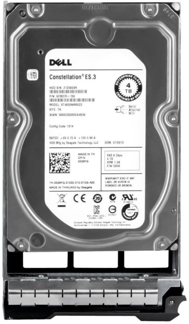Dell 4TB 7.2K SAS 6G 128MB 3.5'' 0529FG 529FG ST4000NM0023 Hard Disk (New) // สินค้ารับประกัน โดย บริษัท อะไหล่เซิร์ฟเวอร์ จำกัด