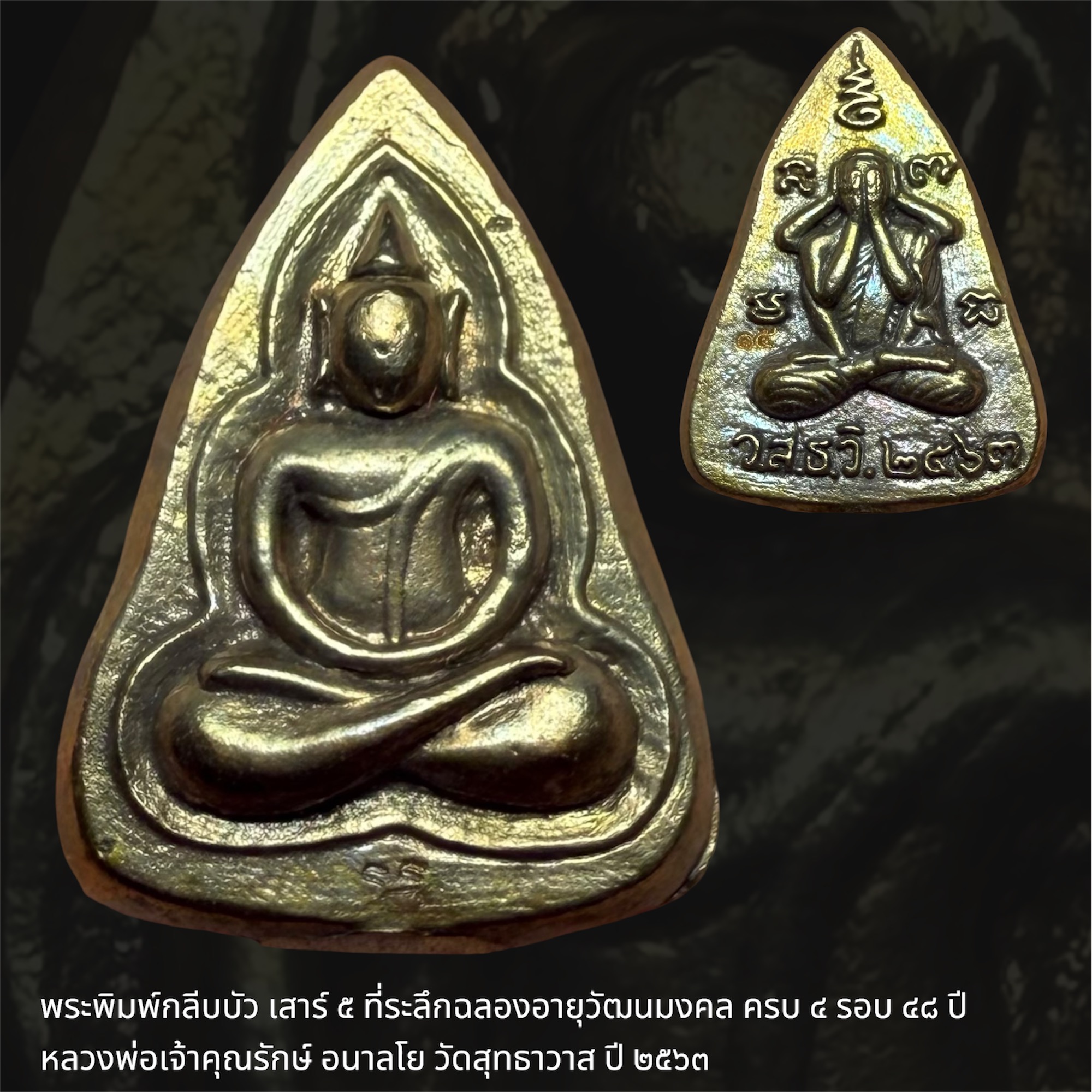 พระพิมพ์กลีบบัว เสาร์ ๕ ที่ระลึกฉลองอายุวัฒนมงคล ครบ ๔ รอบ ๔๘ ปี หลวงพ่อเจ้าคุณรักษ์ อนาลโย วัดสุทธาวาส ปี ๒๕๖๓