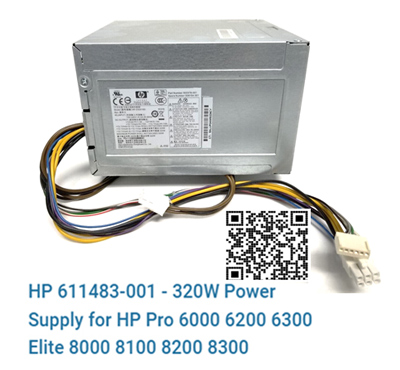 HP 611483-001,HP 320W,Power Supply,HP Pro 6000,6200,6300, Elite 8000,8100,8200,8300