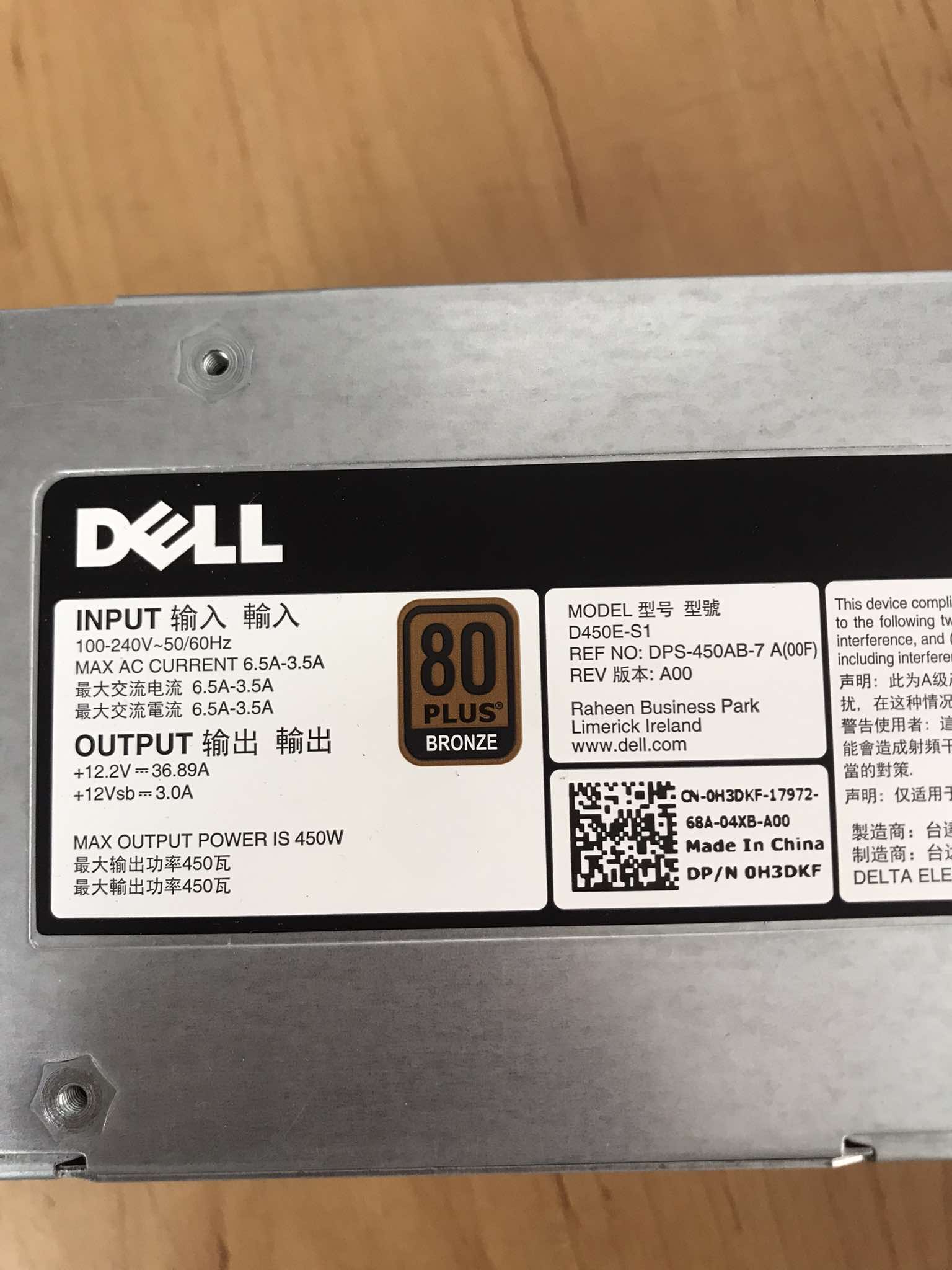 Dell 450W Power Supply For Dell PowerEdge Server T430 R530 // Model D450E-S1, 0H3DKF (Used) // สินค้ารับประกัน โดย บริษัท อะไหล่เซิร์ฟเวอร์ จำกัด