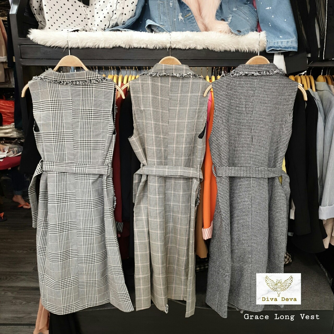 เดรสยาวลายสก็อต Grace Long vest (S-L) #1807