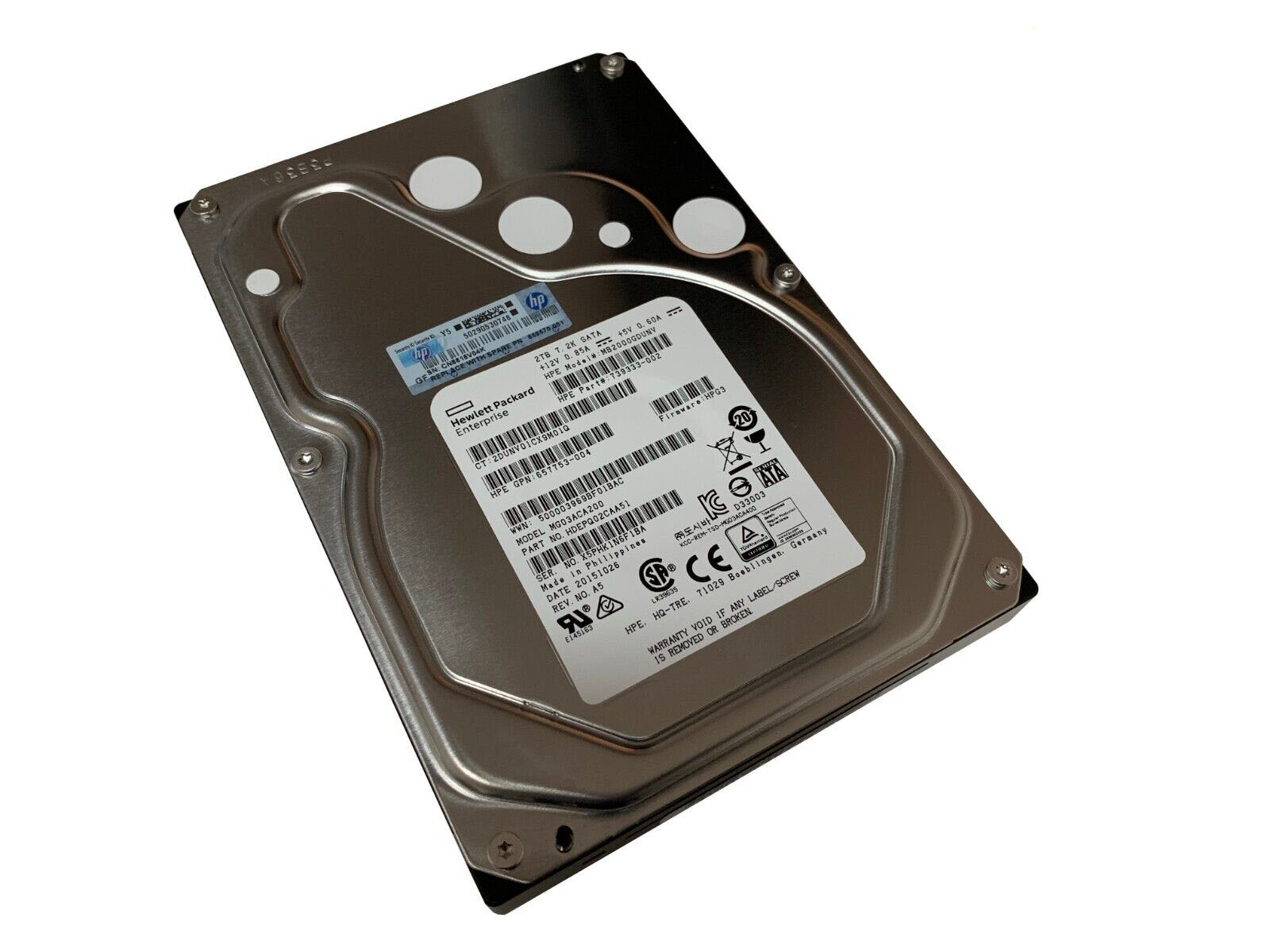 HP 2TB 7.2K 3.5" 6G SATA NON HOT PLUG HDD 659570-001 739333-002 657753-004 MG03ACA200