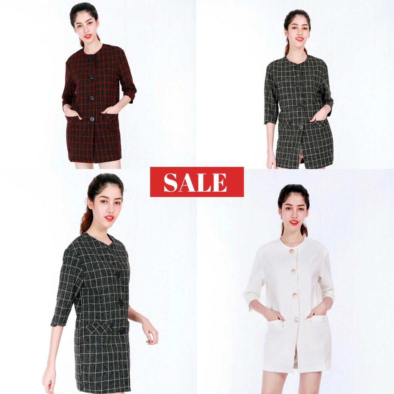 เสื้อมินิโค้ทแขน5ส่วน Peta Coat #5128
