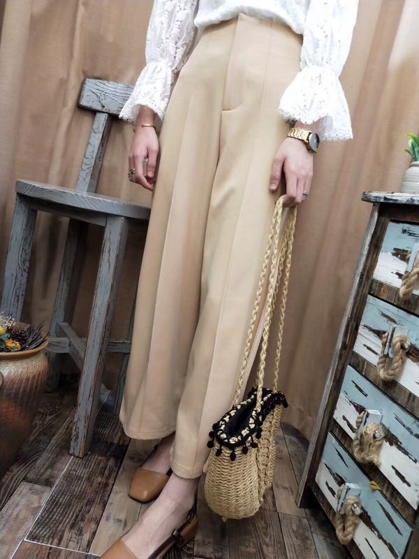 กางเกงตีเกร็ดหน้าขาบาน Culottes Pant #18132