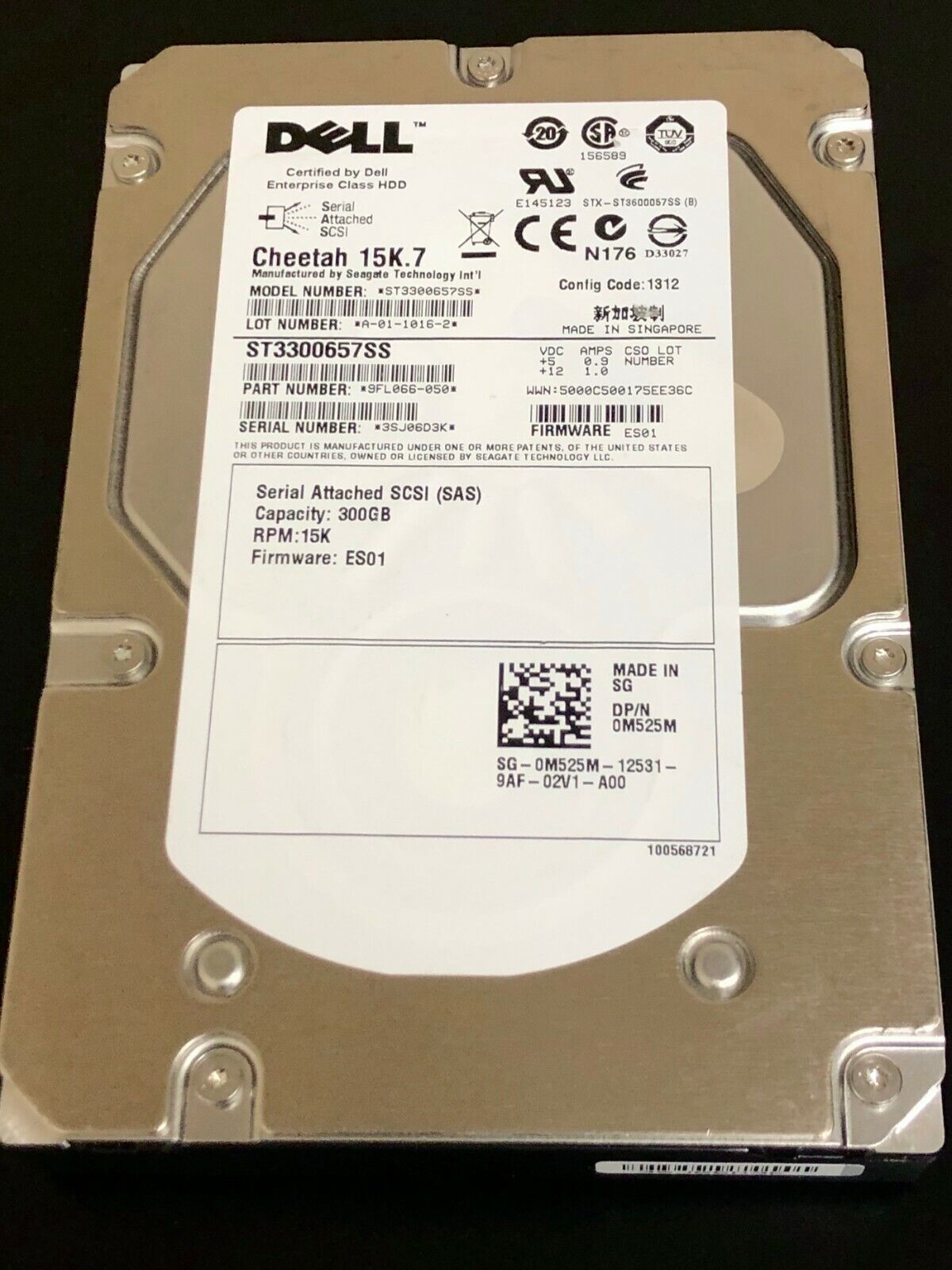 Dell 300GB 6G 15K 3.5" SAS HDD Hard Drive / 0M525M / M525M / ST3300657SS // สินค้ารับประกัน โดย บริษัท อะไหล่เซิร์ฟเวอร์ จำกัด