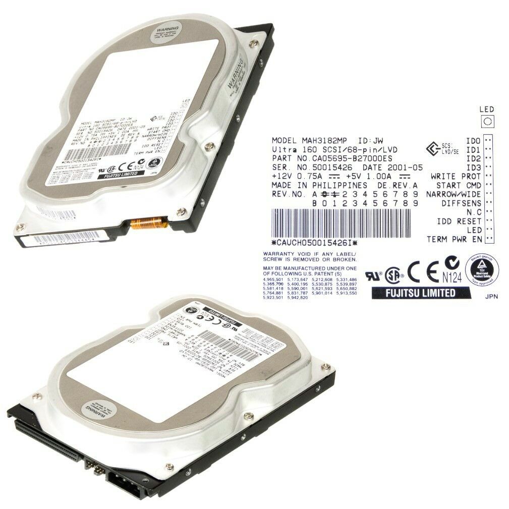 HDD 18 GB Fujitsu Ultra160 SCSI 68-Pin 10K 4MB 3.5'' Hard Drive // MAH3182MP / CA04124-G470 (Used) // สินค้ารับประกัน โดย บริษัท อะไหล่เซิร์ฟเวอร์ จำกัด