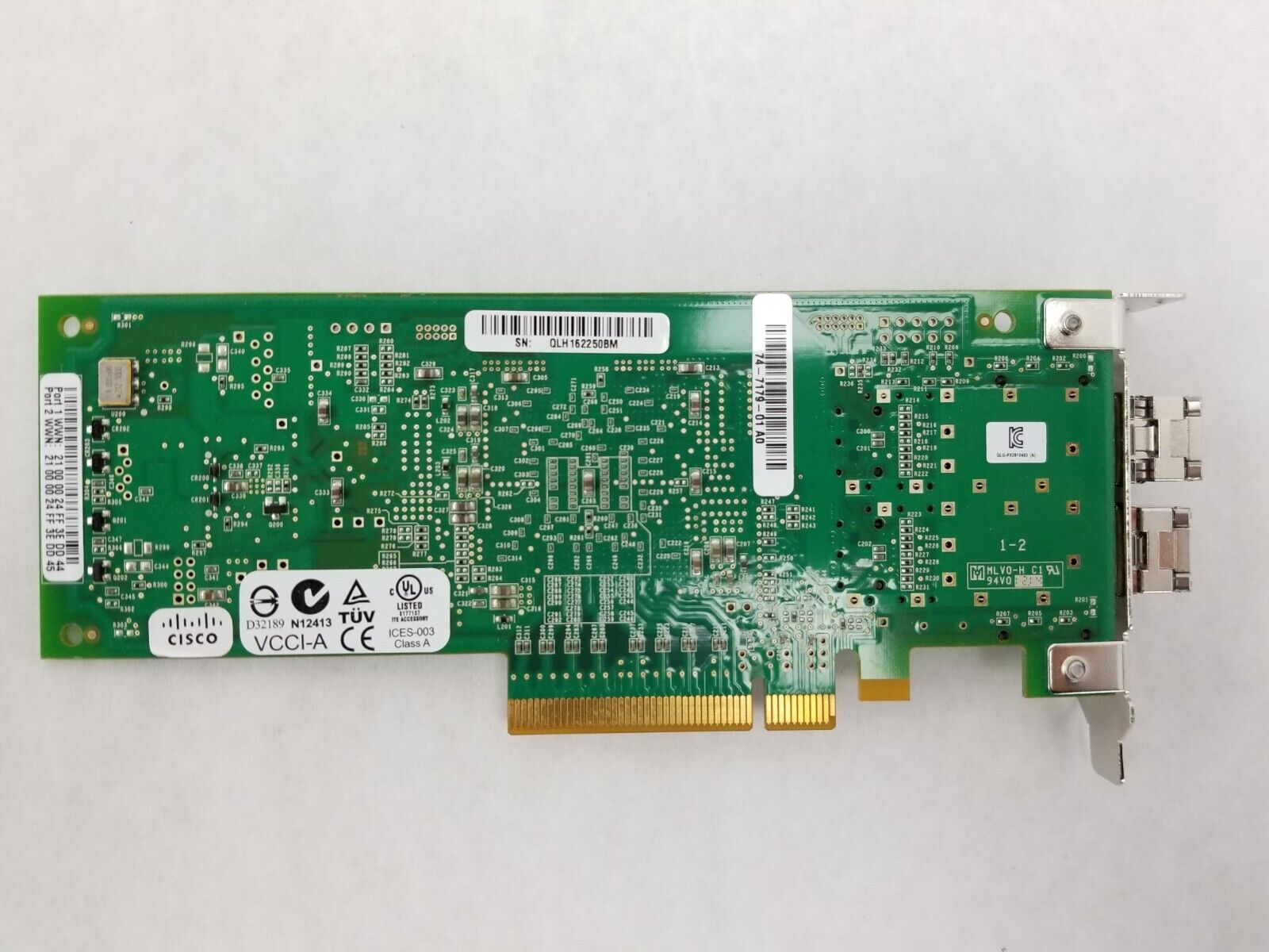 QLogic N2XX-AQPCI05 PX2810403 QLE2562 Cisco 2-Port Fiber Channel Card // 74-7179-01 (Used) // สินค้ารับประกัน โดย บริษัท อะไหล่เซิร์ฟเวอร์ จำกัด