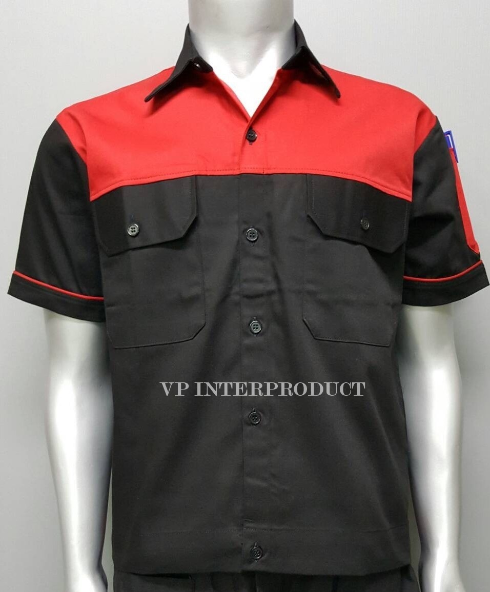 เสื้อช่าง 2 สี เเขนสั้น ผ้าคอมทวิว ไซร์ M-XXL มีสต็อก สินค้าจากโรงงานมาเอง