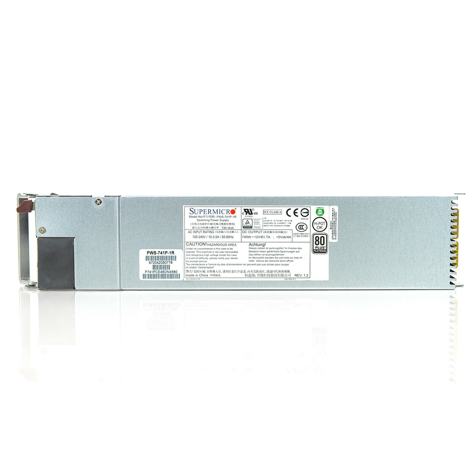 Supermicro Server Power Supply Unit 740W 1U Hot-Swap PSU , PWS-741P-1R (Used) // สินค้ารับประกัน โดย บริษัท อะไหล่เซิร์ฟเวอร์ จำกัด