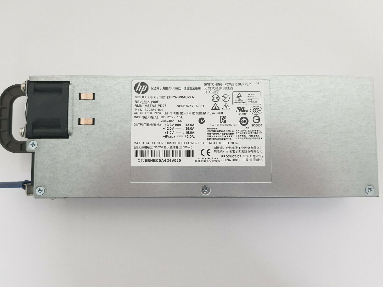 HP DL160 G8 Proliant Power Supply 500 Watt 671797-001 / 622381-101 (Used) // สินค้ารับประกัน โดย บริษัท อะไหล่เซิร์ฟเวอร์ จำกัด