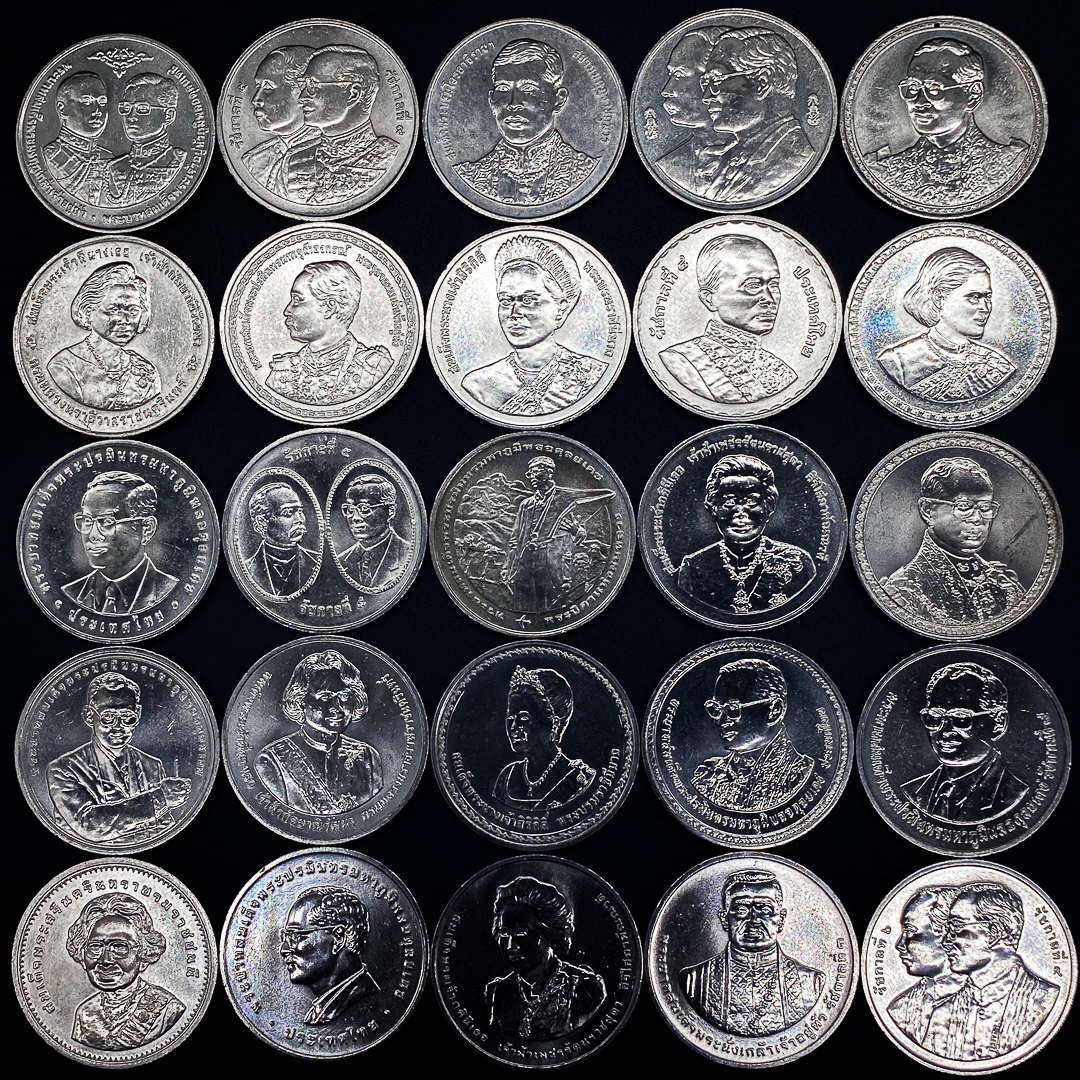 เหรียญ 20 บาท ที่ระลึกผลิตในสมัยรัชกาลที่ 9 (ครบชุด 71 เหรียญ / ไม่รวมเหรียญเงิน) ยังไม่ผ่านการใช้งาน (UNC)