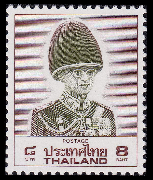 แสตมป์พระรูป ร.9 ชุด8 ดวง 8 บาท (Plate 2) โรงพิมพ์ GPB. Japan