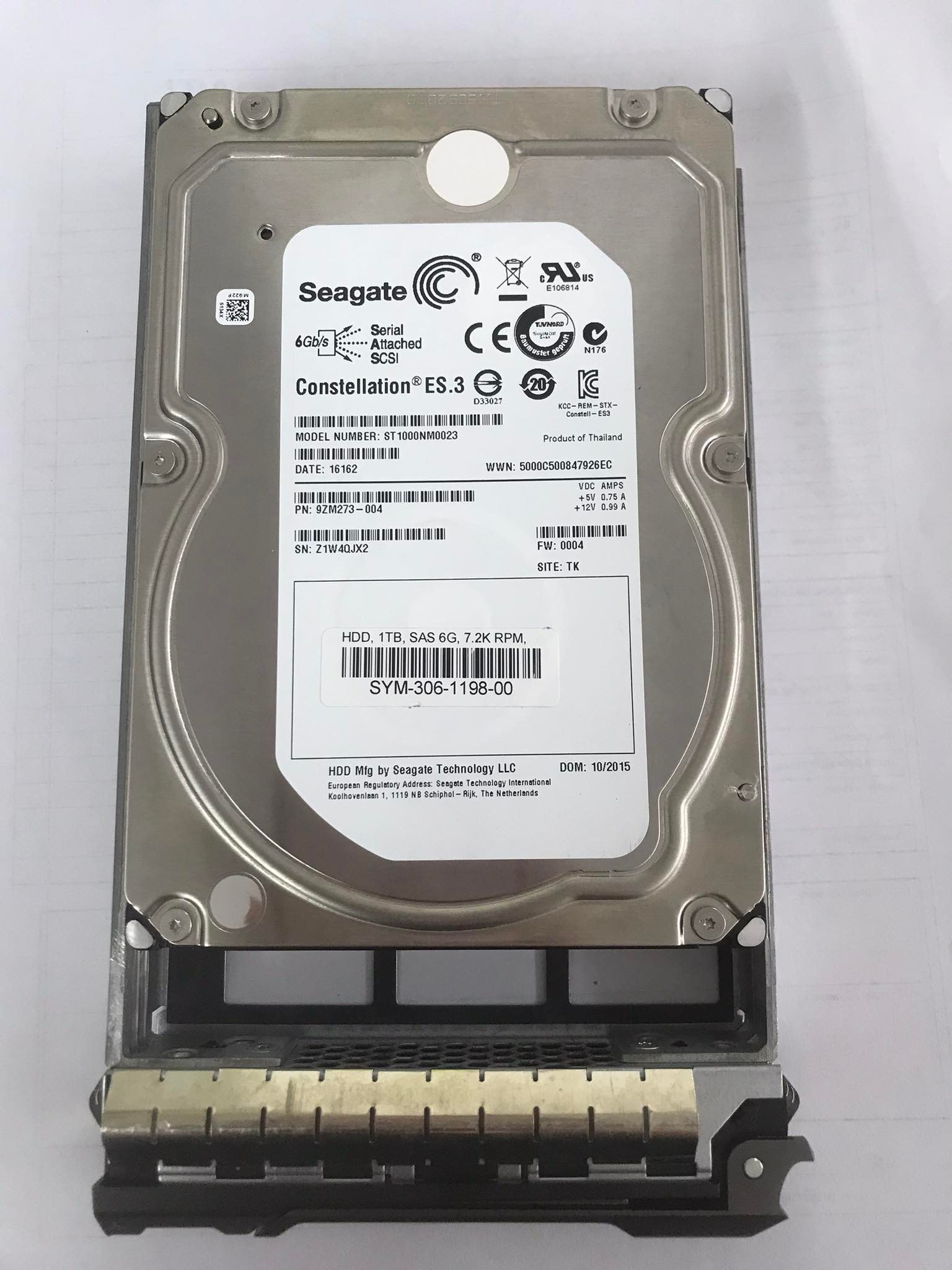 Seagate Constellation 1TB 7.2K 6G SAS 3.5" 128MB HDD Hard Drive // ST1000NM0023 / SYM-306-1198-00 / 9ZM273-004 (Used) // สินค้ารับประกัน โดย บริษัท อะไหล่เซิร์ฟเวอร์ จำกัด