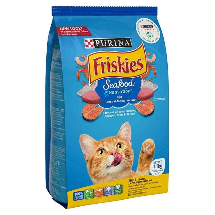Friskies adult Seafood Sensation ฟริสกี้ส์ อาหารแมวโต ปลาทะเล ขนาด 1.2 กก.