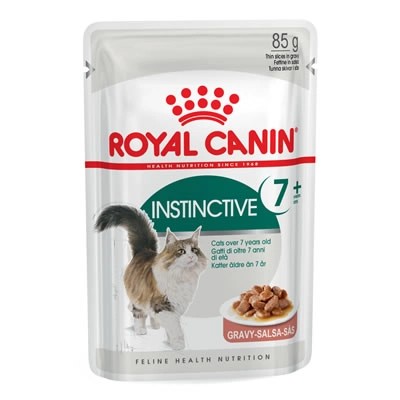 Royal canin instinctive 7+ pouch in gravy อาหารเปียกสำหรับแมวโตอายุ 7 ปีขึ้นไป ในน้ำเกรวี่ ขนาด 85 กรัม