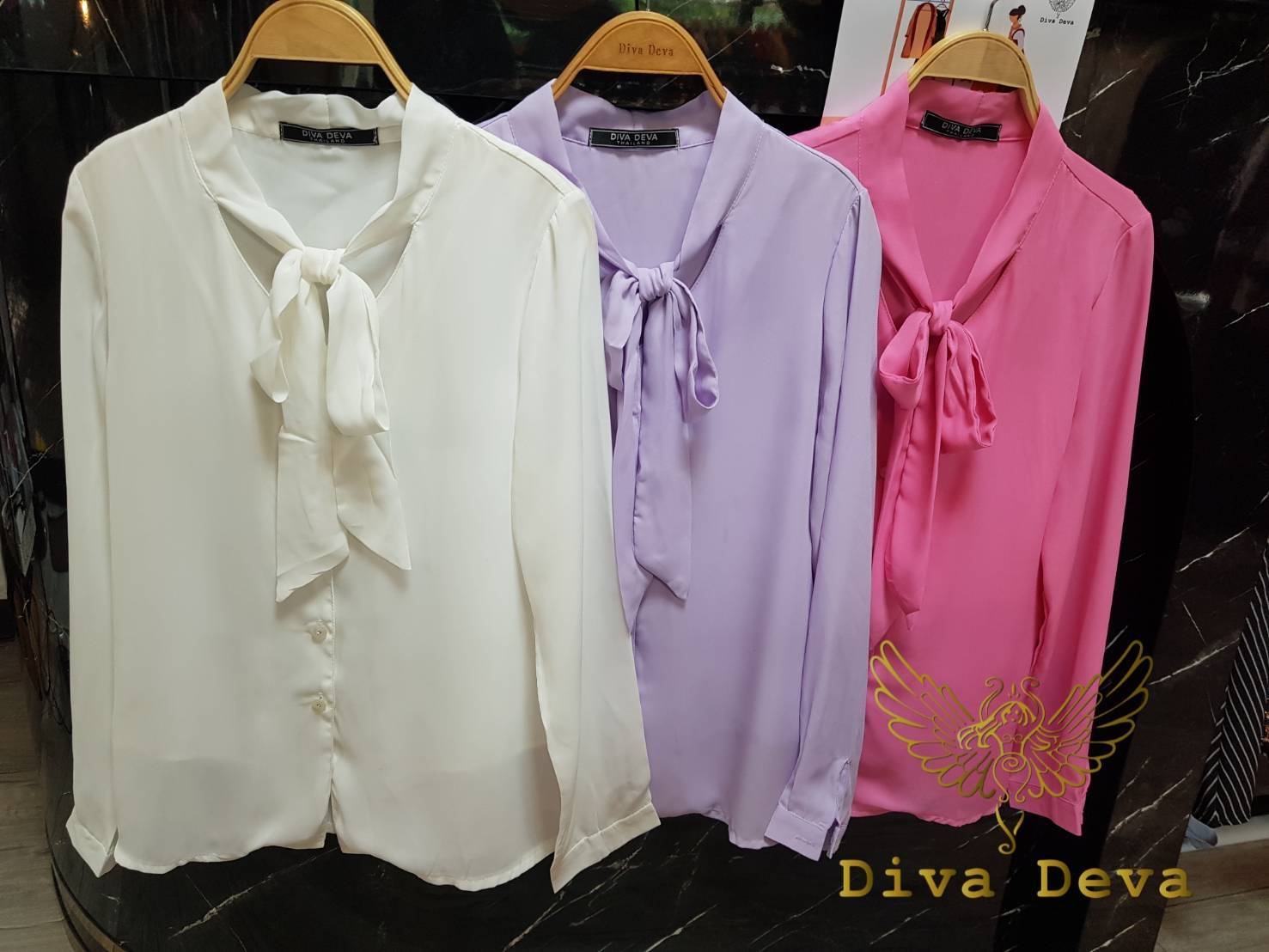 9003 KIm Shirt กระดุม ชมพู/ขาว/ม่วง (FreeSize)